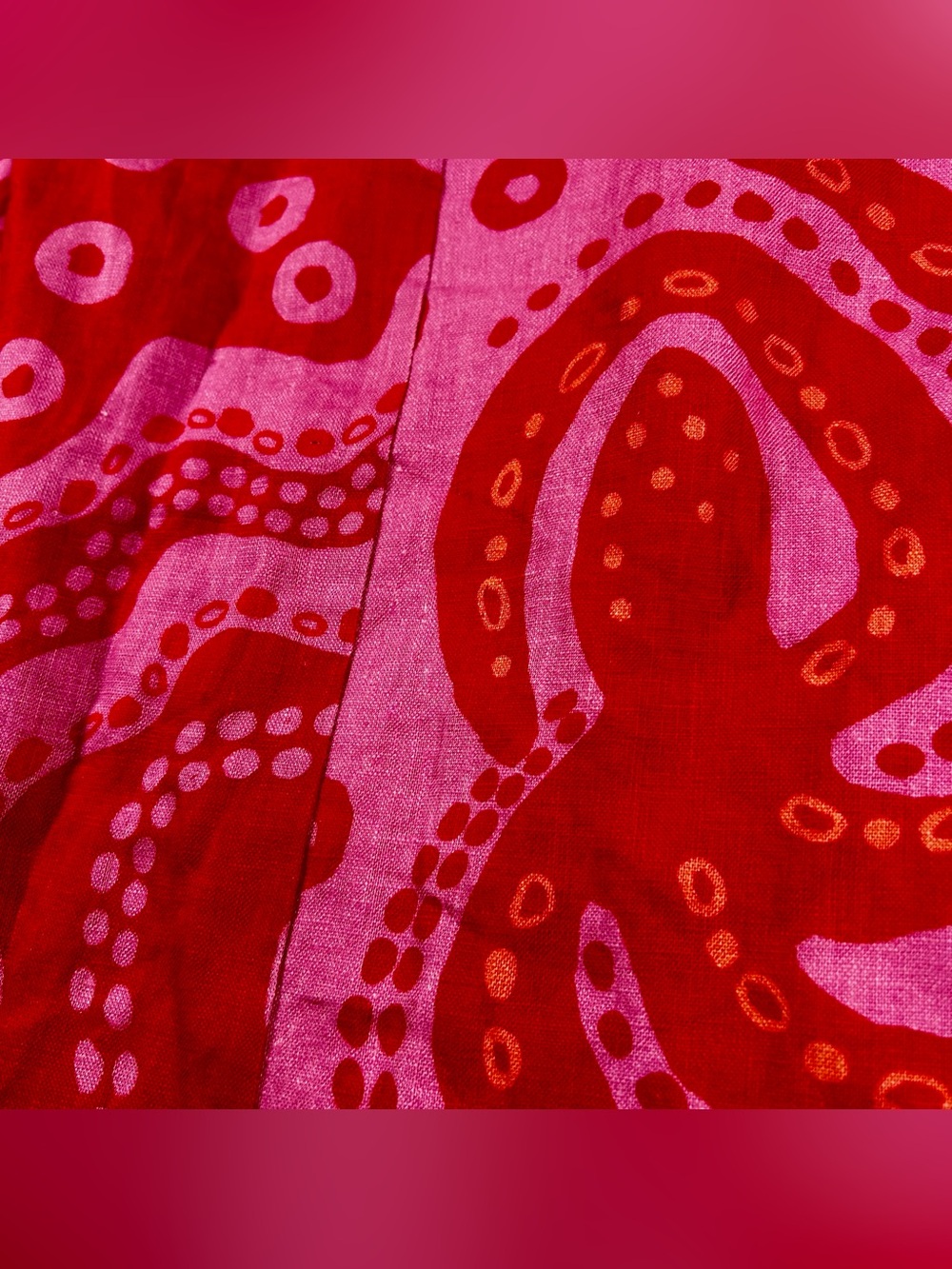 Farm Rio Octocool Linen Wrap Skirt Midi Red Pink Size S Beach Graphic Colorful - Picture 8 of 11